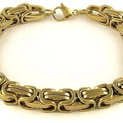 gold mechanic byzantine bracelet, men's stainless steel link chain for modern elegance
