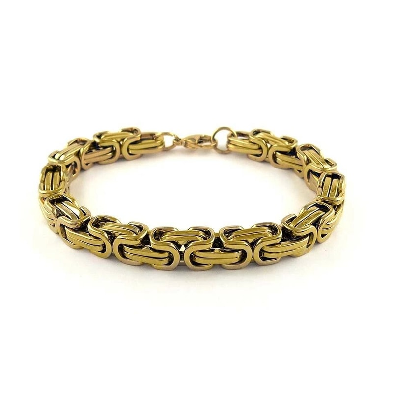 Gold Mechanic Byzantine Bracelet Mens Stainless Steel Link Chain For Modern Elegance 3