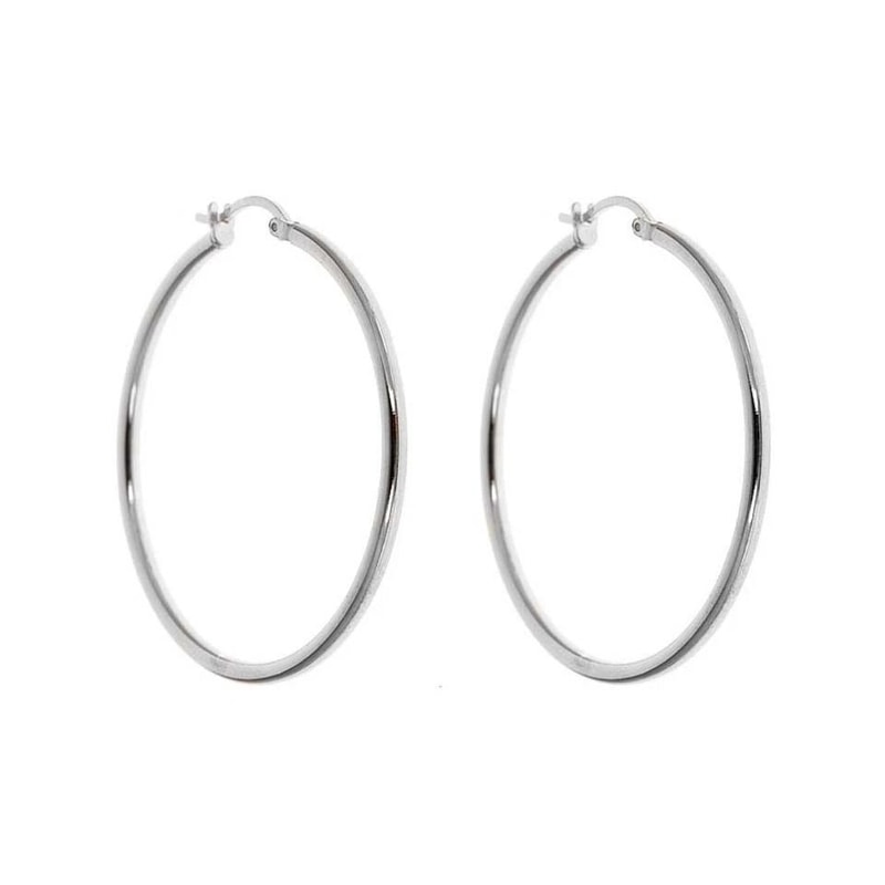 Large Thin Hoop Earrings For Women Sterling Silver Round Snap Closure Polished Finish 0