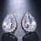 Elegant White Gold Plated Teardrop Cut Halo Stud Earrings Swarovski Crystals Brass Design 1