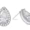 Elegant White Gold Plated Teardrop Cut Halo Stud Earrings Swarovski Crystals Brass Design 4