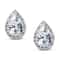 Elegant White Gold Plated Teardrop Cut Halo Stud Earrings Swarovski Crystals Brass Design 0