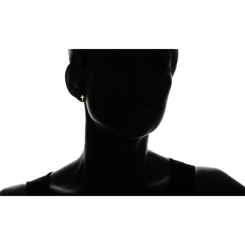 Small Sterling Silver Gold Cross Stud Earrings For Men Women And Children Hypoallergenic Perfect G 3