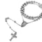 White Gold Plated Diamond Cut Rosary Necklace Jesus Cross Charm Pendant 2