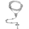 White Gold Plated Diamond Cut Rosary Necklace Jesus Cross Charm Pendant 0