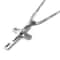 Silver Cross Pendant Necklace Mens Stainless Steel Figaro Chain Unique Jewelry Gift 0