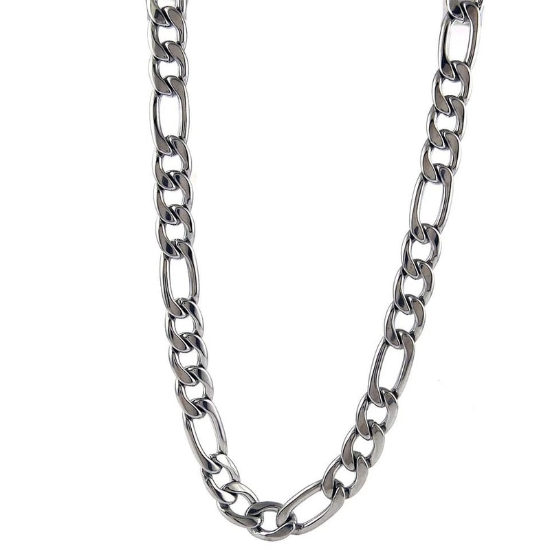 Silver Cross Pendant Necklace Mens Stainless Steel Figaro Chain Unique Jewelry Gift 2