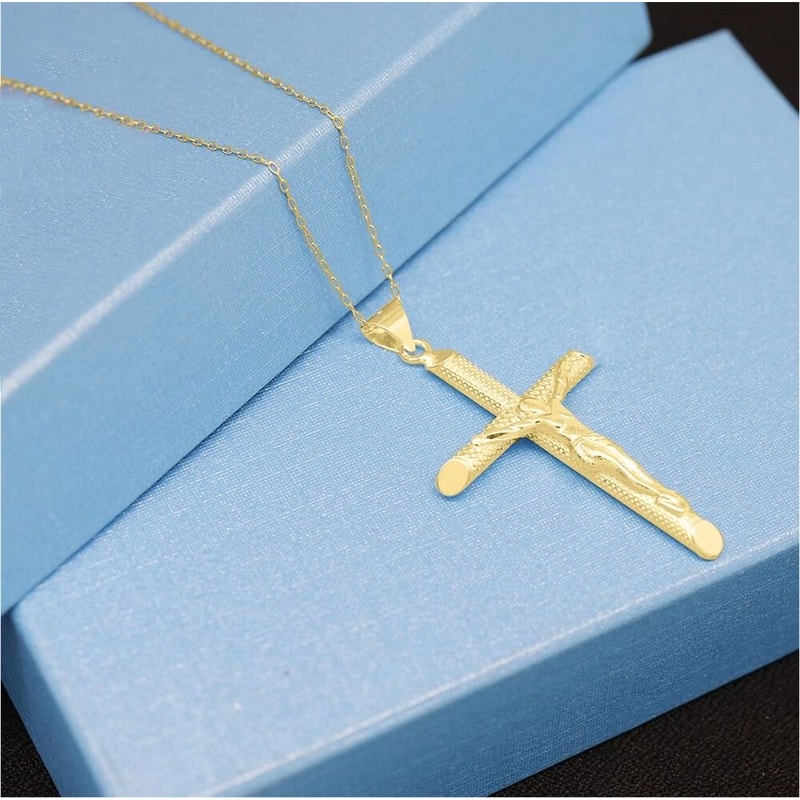 Mens Sterling Silver Cross Pendant Jesus Christ Necklace Cable Chain Christian Pendant Religious Je 2