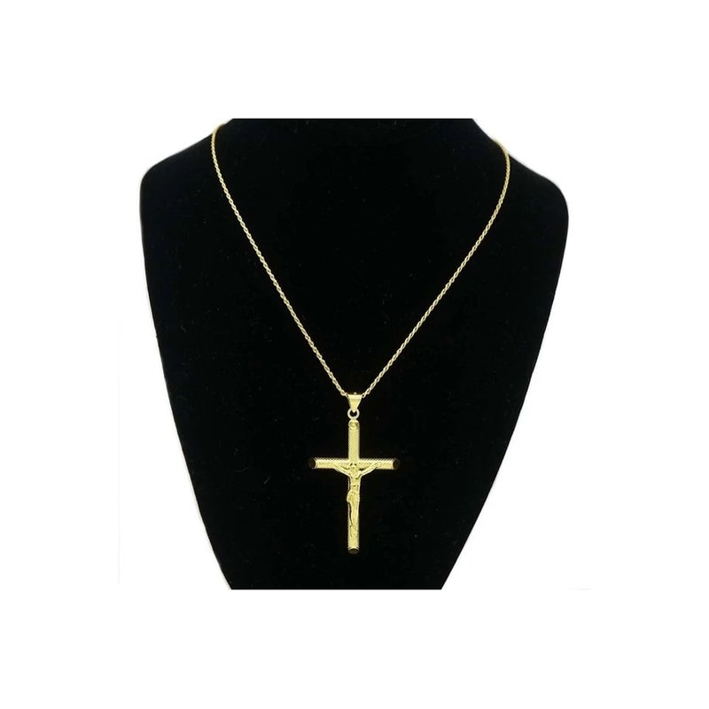 Mens Sterling Silver Cross Pendant Jesus Christ Necklace Cable Chain Christian Pendant Religious Je 4