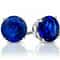 Sterling Silver Round Cut Sapphire Earrings Lab Created Blue Sapphire Clear CZ Studs For Women 0