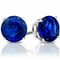 Sterling Silver Round Cut Sapphire Earrings Lab Created Blue Sapphire Clear CZ Studs For Women 0