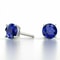 Sterling Silver Round Cut Sapphire Earrings Lab Created Blue Sapphire Clear CZ Studs For Women 1