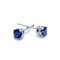 Sterling Silver Round Cut Sapphire Earrings Lab Created Blue Sapphire Clear CZ Studs For Women 6