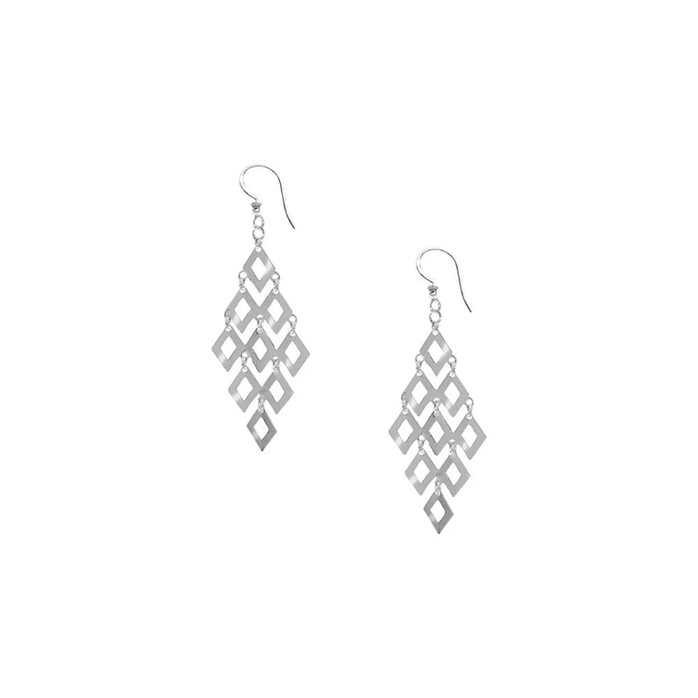 Fancy Sterling Silver Diamond Shape Chandelier Drop Earrings Hook Dangle Elegant And Lightweight Je 4