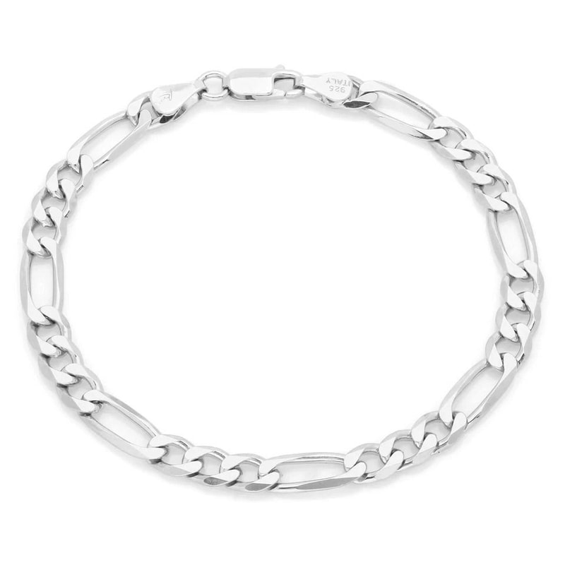 Solid Sterling Silver Figaro Chain Bracelet Link Style With Lobster Clasp For Men Women 7