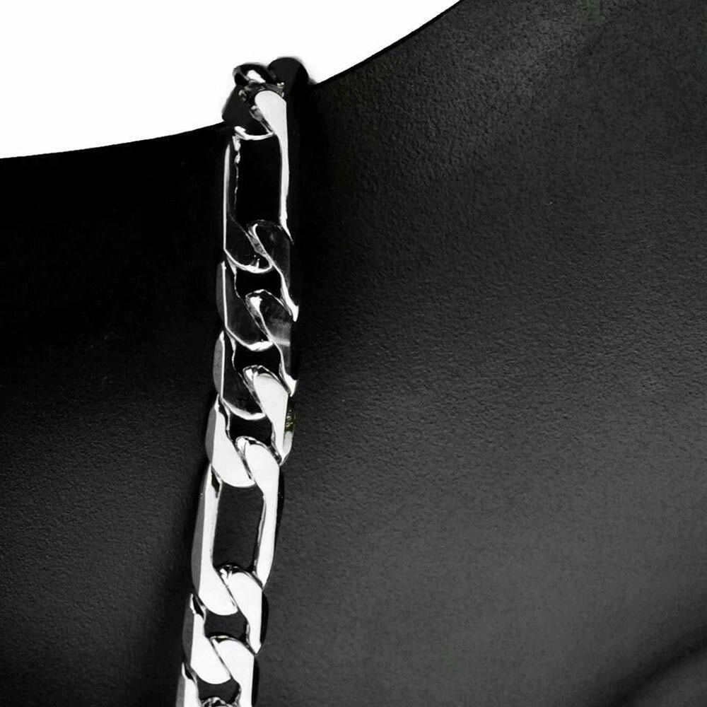 Solid Sterling Silver Figaro Chain Bracelet Link Style With Lobster Clasp For Men Women 4