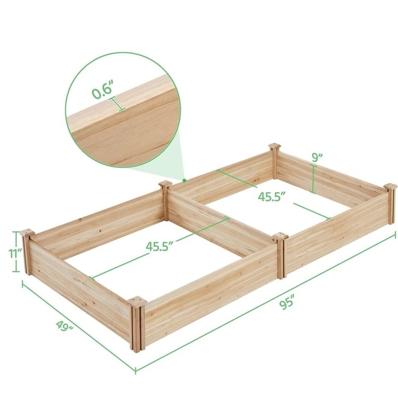 Raised Garden Bed Kit Wooden Planter Box For Outdoor Use Grow Vegetables Flowers Herbs NonToxic Fi 1