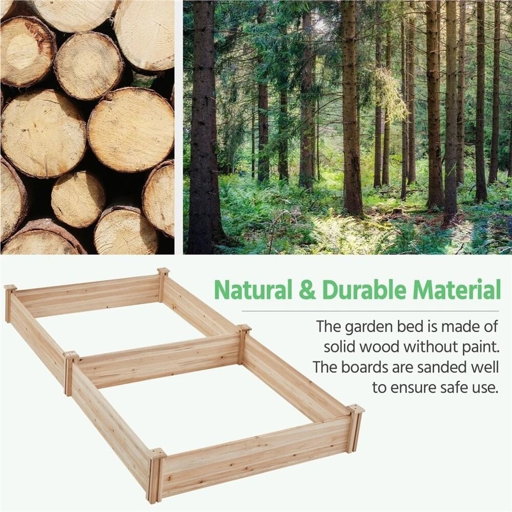 Raised Garden Bed Kit Wooden Planter Box For Outdoor Use Grow Vegetables Flowers Herbs NonToxic Fi 3