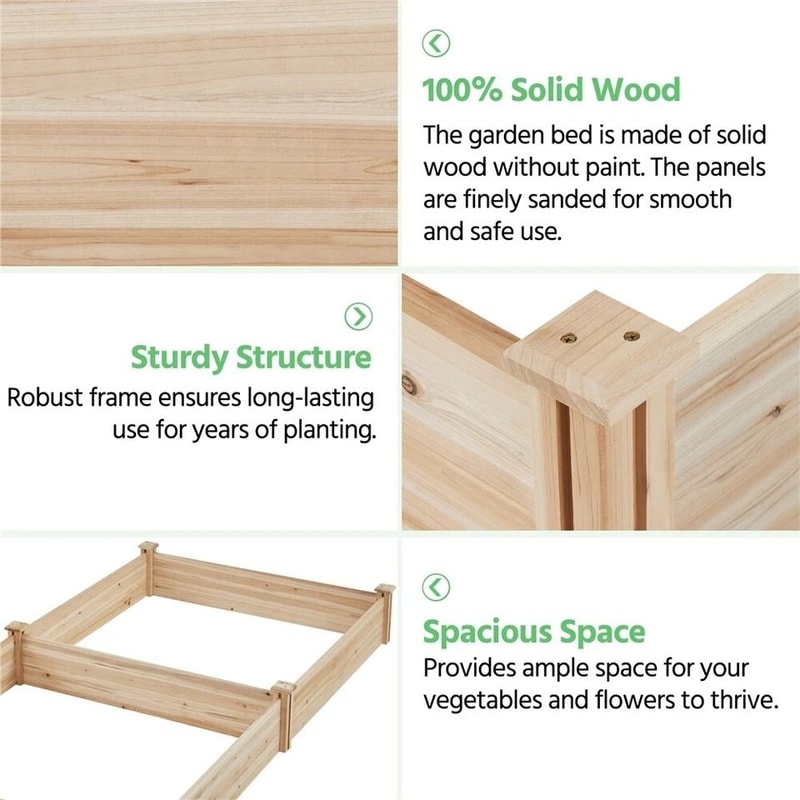 Raised Garden Bed Kit Wooden Planter Box For Outdoor Use Grow Vegetables Flowers Herbs NonToxic Fi 6