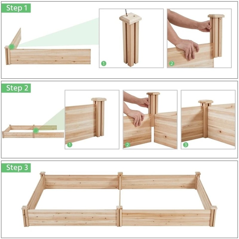 Raised Garden Bed Kit Wooden Planter Box For Outdoor Use Grow Vegetables Flowers Herbs NonToxic Fi 7