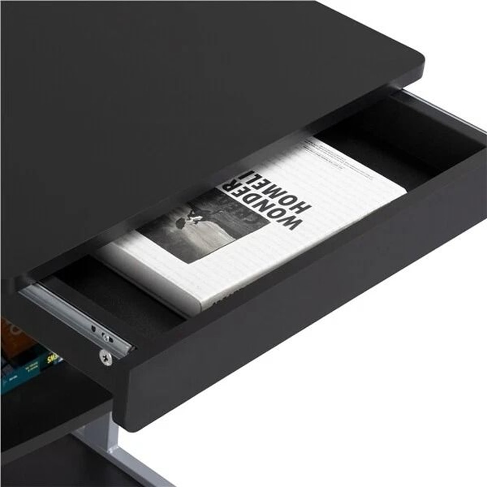 Compact Corner Laptop Work Desk Small Spaces Rolling Computer Desk Printer Table With Storage 5