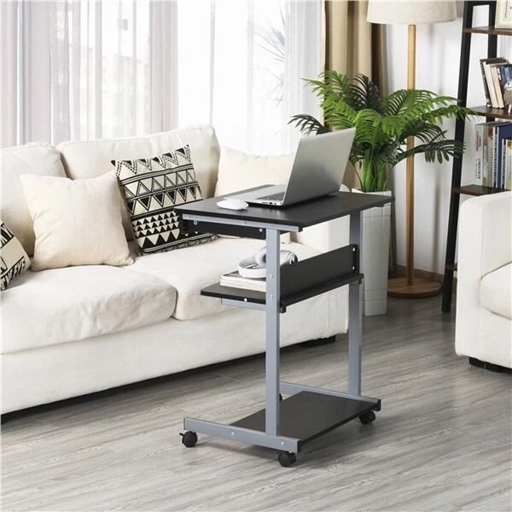 Compact Corner Laptop Work Desk Small Spaces Rolling Computer Desk Printer Table With Storage 9