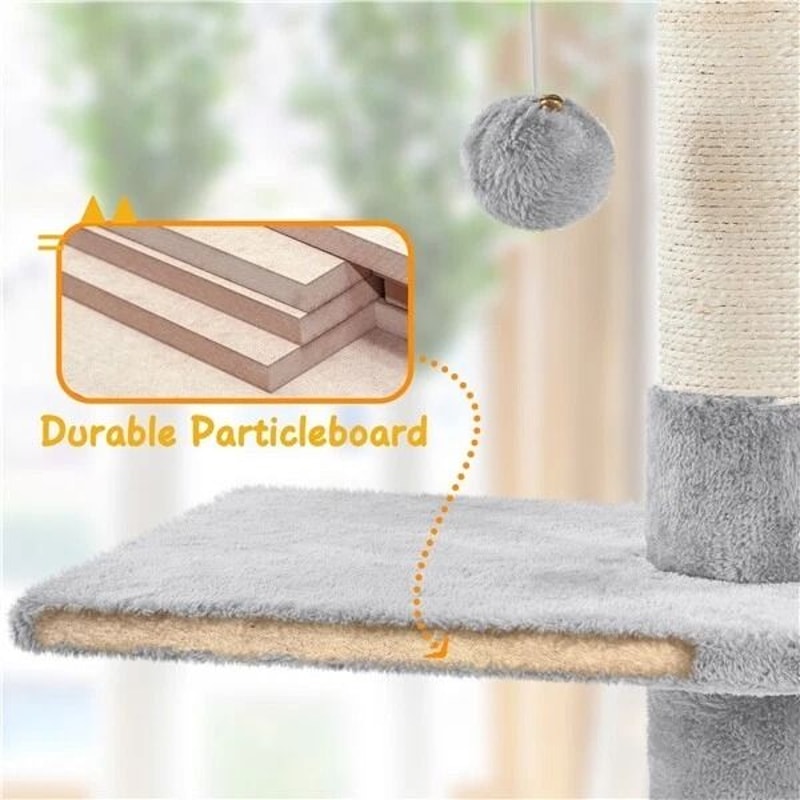 Adjustable FloortoCeiling Cat Tree Tower Condo Scratching Posts For SmallMedium Cats 11