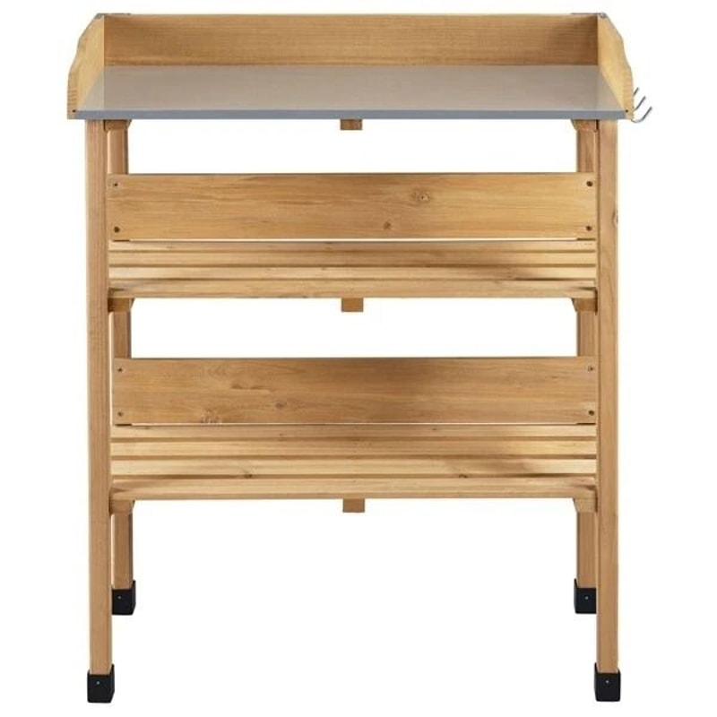 Potting Bench Table Outdoor Garden Work Station Natural Wood Workbench Perfect For Planting And Too 4