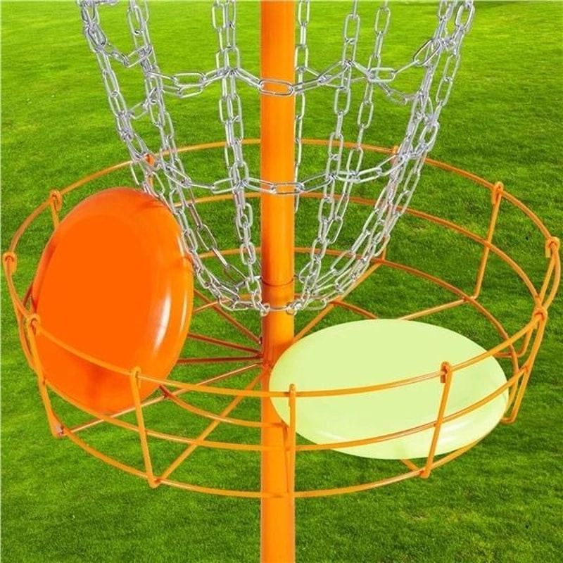 Flying Disc Golf Practice Basket Portable Disc Golf Basket Durable Outdoor Orange Target 1