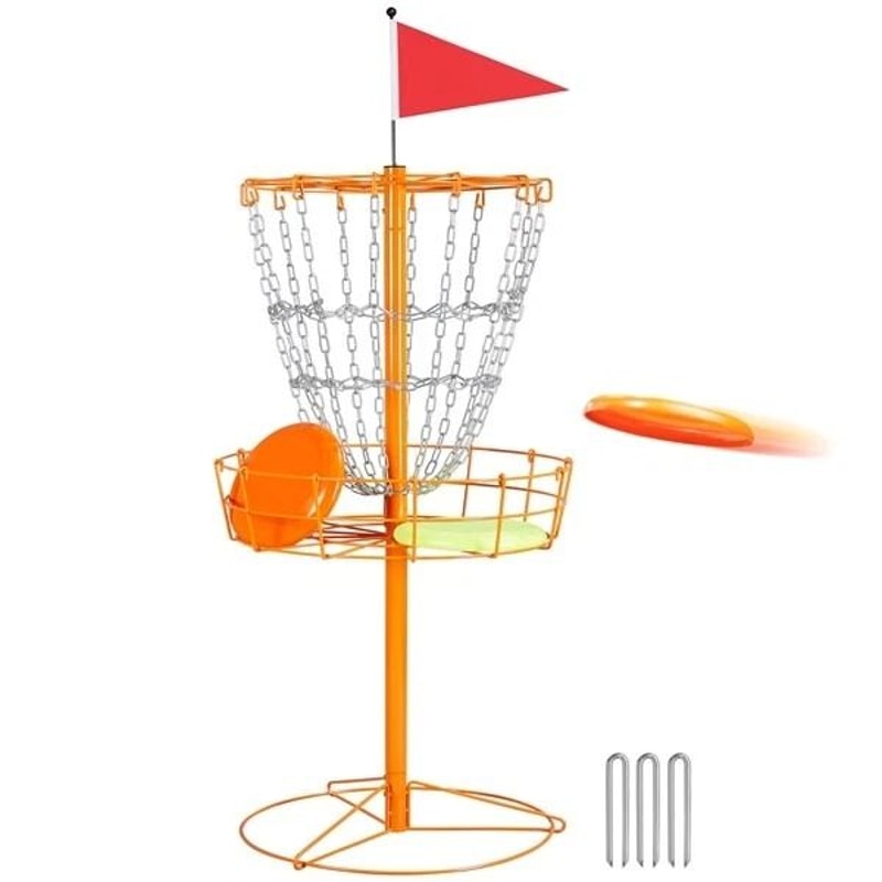 Flying Disc Golf Practice Basket Portable Disc Golf Basket Durable Outdoor Orange Target 10