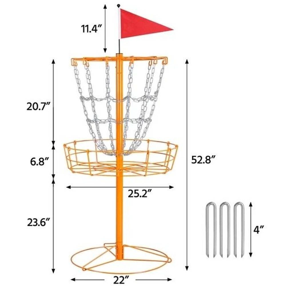 Flying Disc Golf Practice Basket Portable Disc Golf Basket Durable Outdoor Orange Target 2