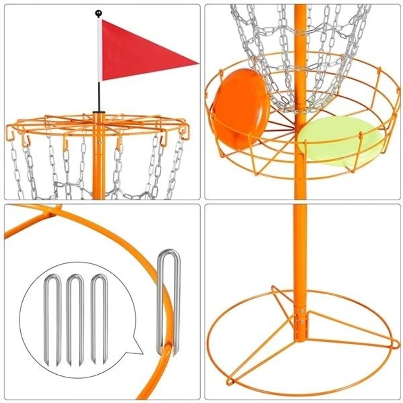 Flying Disc Golf Practice Basket Portable Disc Golf Basket Durable Outdoor Orange Target 4