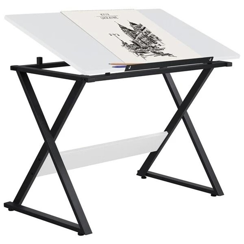 Adjustable Tabletop Art Desk Drafting Table For Creative Work Drawing Desk With Sliding Pencil Ledg 0