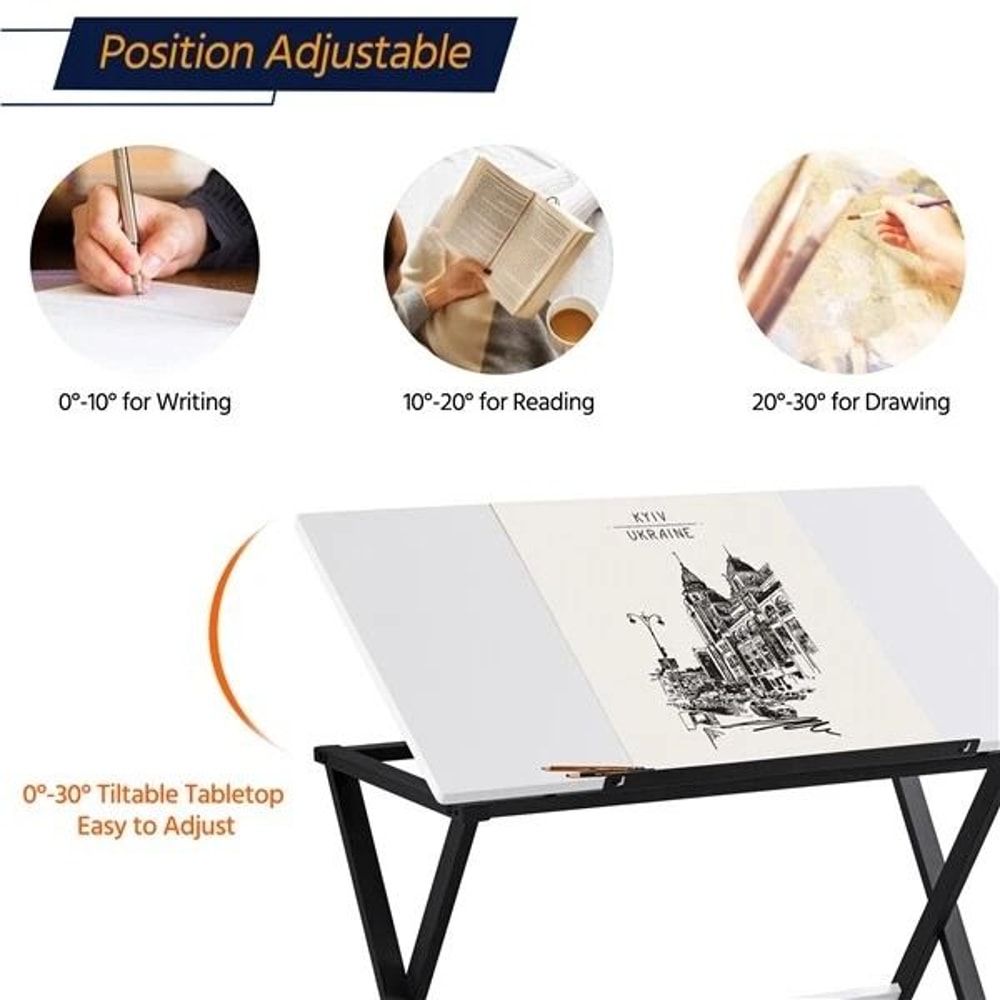 Adjustable Tabletop Art Desk Drafting Table For Creative Work Drawing Desk With Sliding Pencil Ledg 10