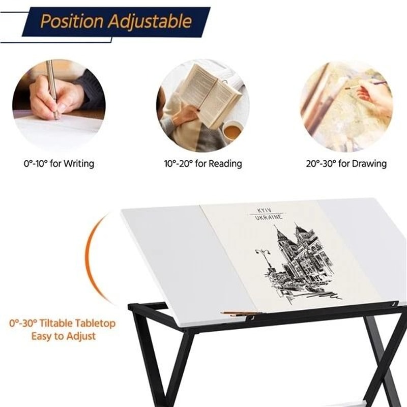 Adjustable Tabletop Art Desk Drafting Table For Creative Work Drawing Desk With Sliding Pencil Ledg 10