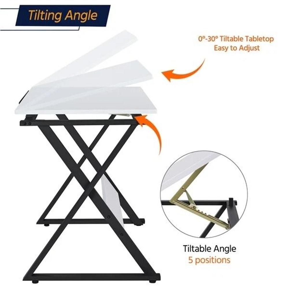 Adjustable Tabletop Art Desk Drafting Table For Creative Work Drawing Desk With Sliding Pencil Ledg 4