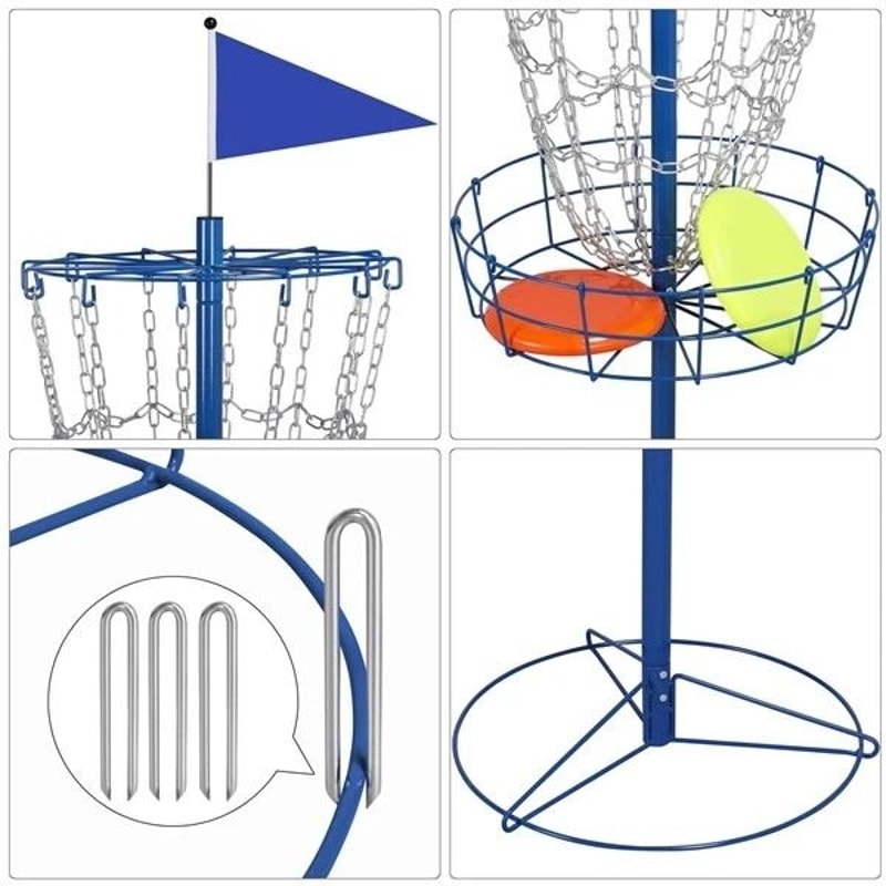 Portable Disc Golf Basket For Practice Cross Chain Outdoor Target Durable Trapper Blue Design 14
