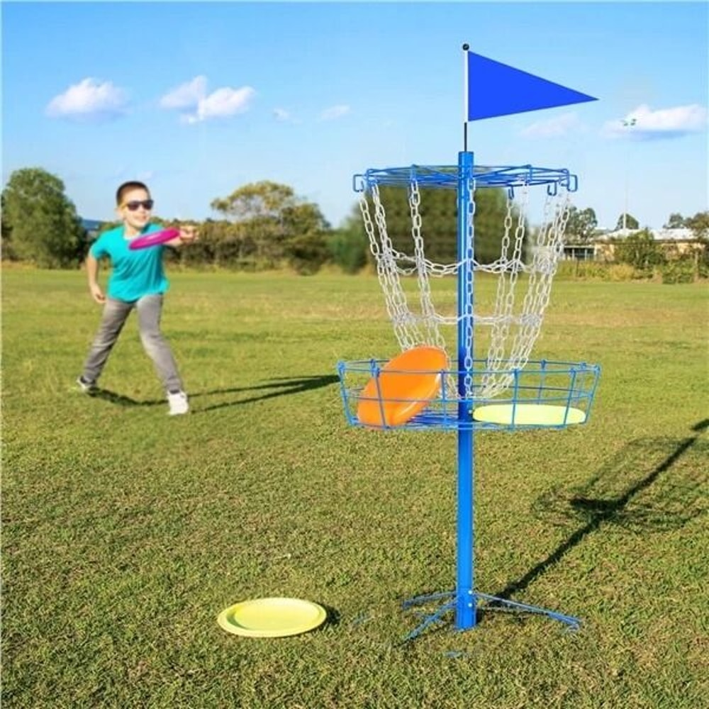 Portable Disc Golf Basket For Practice Cross Chain Outdoor Target Durable Trapper Blue Design 19