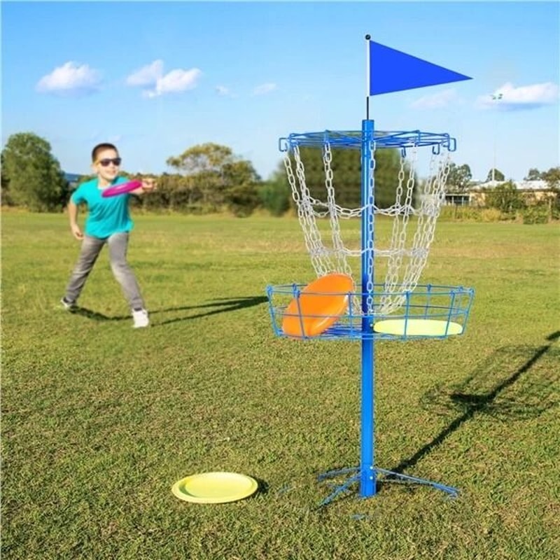 Portable Disc Golf Basket For Practice Cross Chain Outdoor Target Durable Trapper Blue Design 19