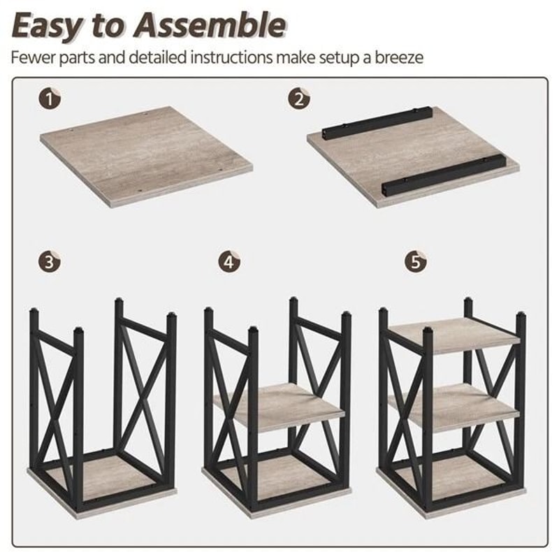 Industrial Side Table Nightstand Tier End Table With X Design Bedroom Living Room Modern Home Stora 1