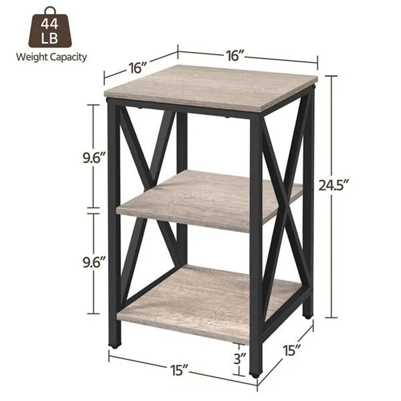 Industrial Side Table Nightstand Tier End Table With X Design Bedroom Living Room Modern Home Stora 5