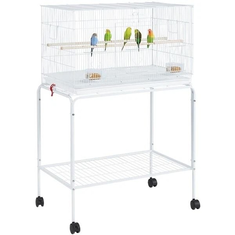 Cages For Parakeets Flight Bird Cage Lovebirds Canaries Breeding Cage White Durable With Casters A 0