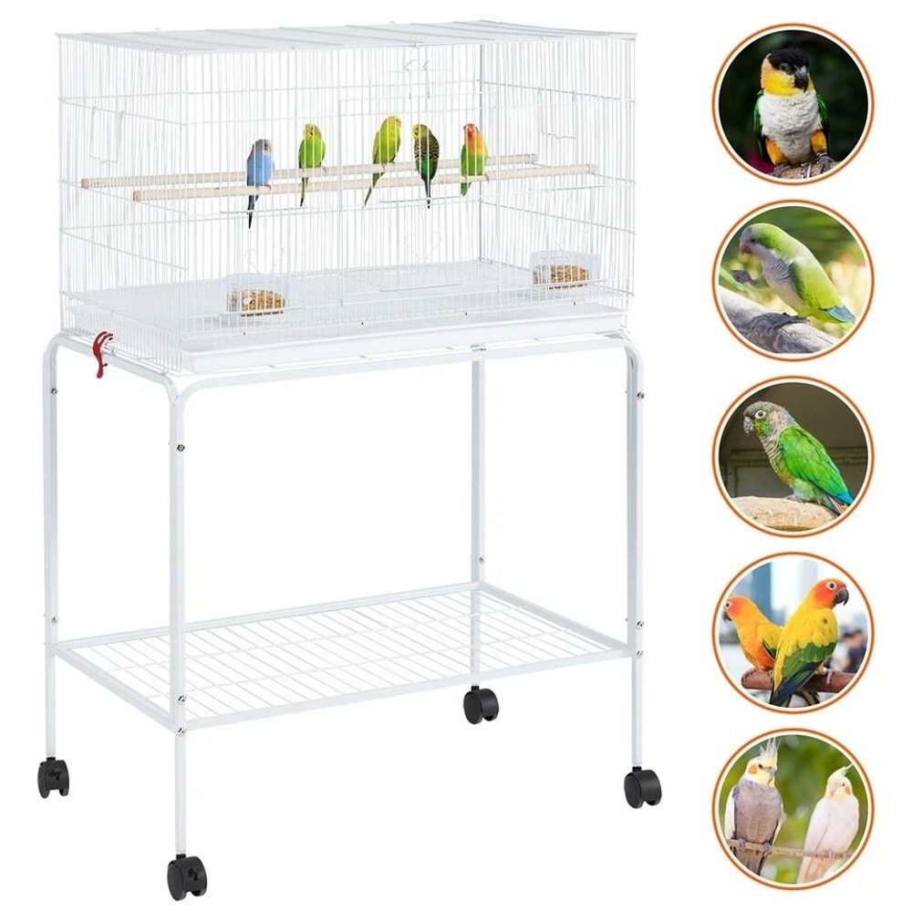 Cages For Parakeets Flight Bird Cage Lovebirds Canaries Breeding Cage White Durable With Casters A 2