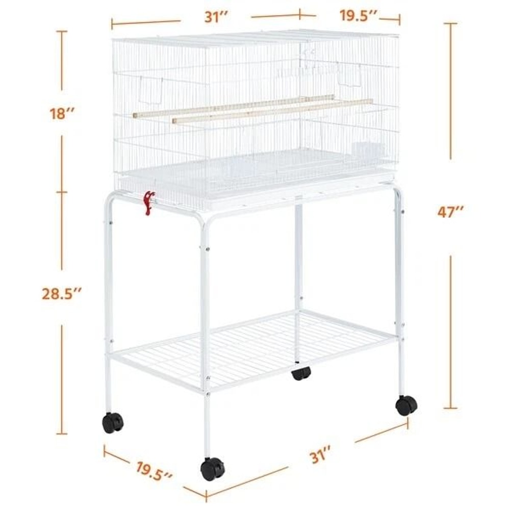 Cages For Parakeets Flight Bird Cage Lovebirds Canaries Breeding Cage White Durable With Casters A 3