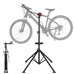 professional bike repair stand, telescopic arm, multiple quick release mechanism, tool tray for convenient repairs