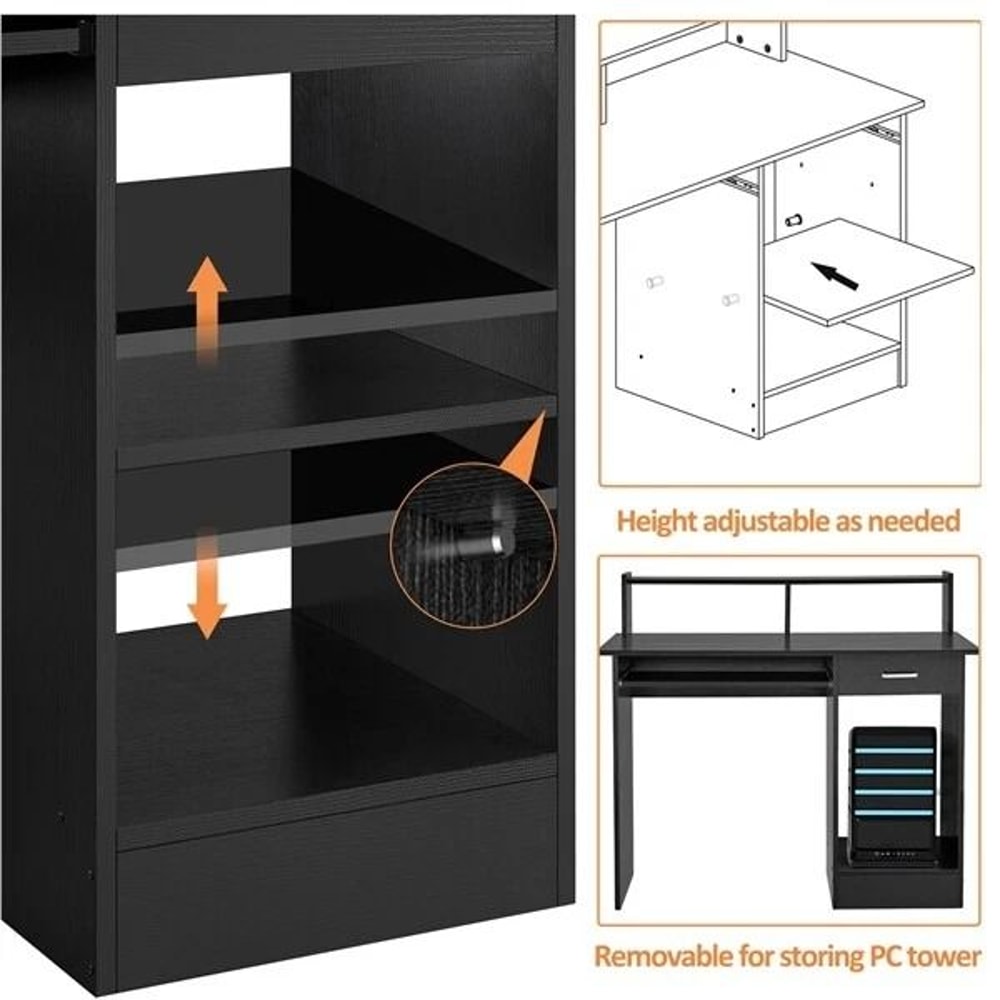 Compact Home Office Desk With Keyboard Tray Modern Desk Workstation Storage And Adjustable Shelf Or 2