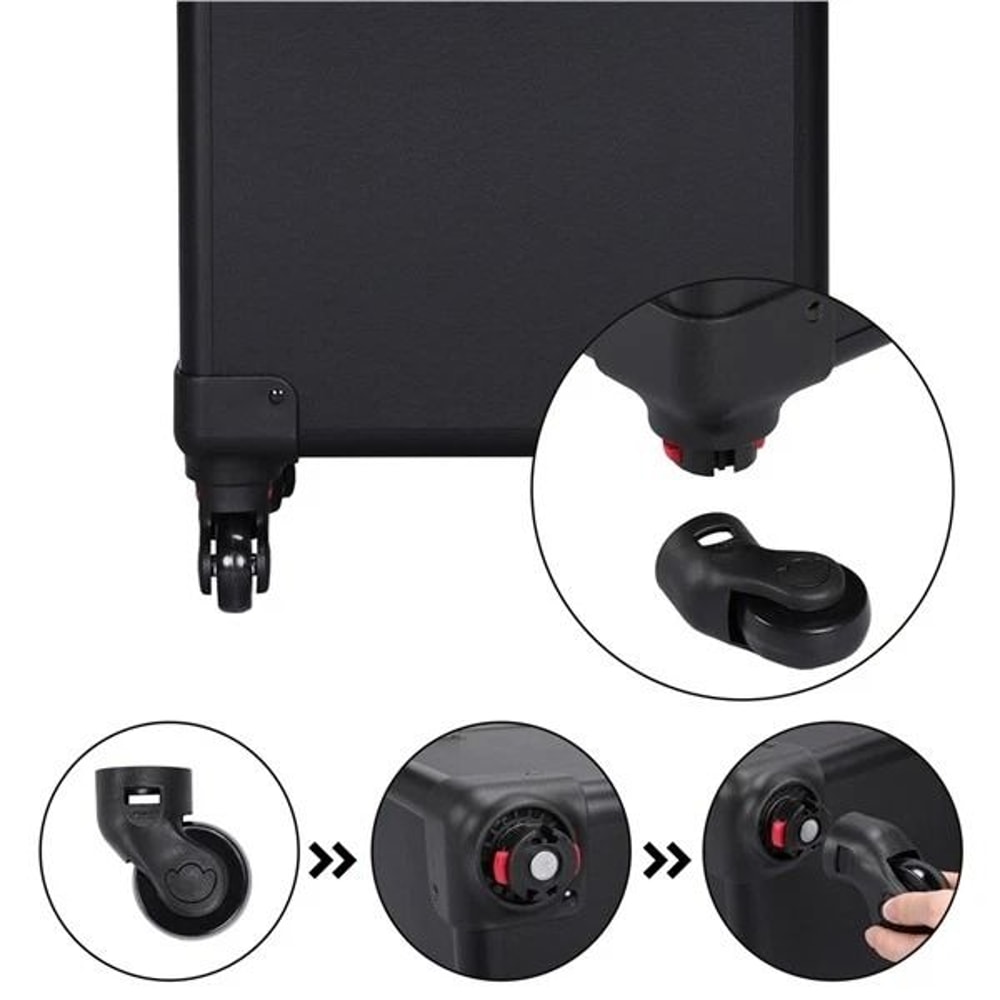 Makeup Train Case Professional Large Capacity Trolley With Strap Aluminum Rolling Makeup Case 7