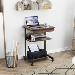 computer table workstation, small rolling desk laptop, mobile pc corner tray desk for home office