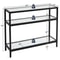 Sleek Black Console Table Sturdy Metal Frame 3Layer Modern Sofa Table With Glass Shelves Versatile 1