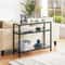 Sleek Black Console Table Sturdy Metal Frame 3Layer Modern Sofa Table With Glass Shelves Versatile 2
